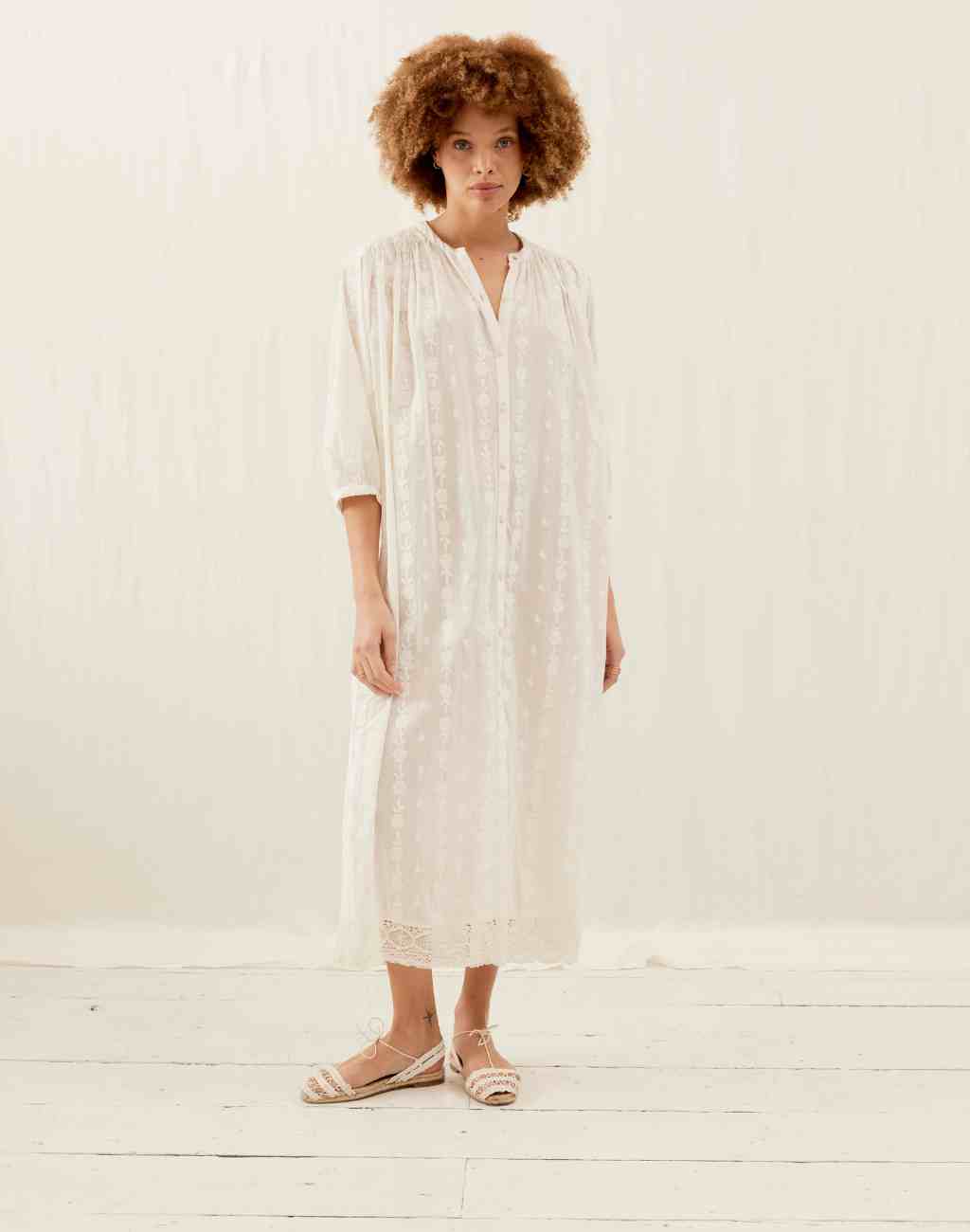 White Embroidered Maxi Palina Dress