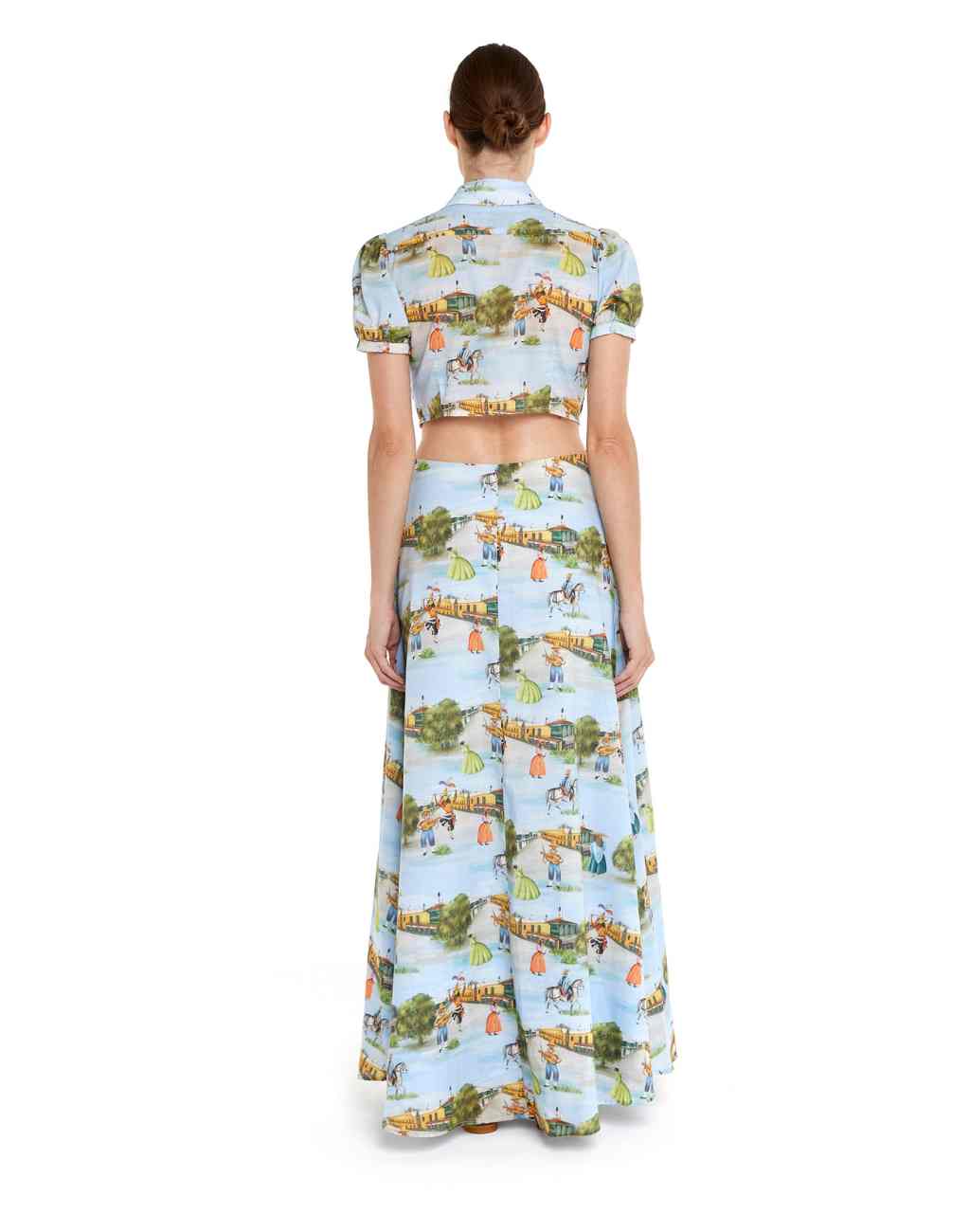 Limeña Maxi Dress with Waist and Back Cutout in the Lima Print - Visit Nifty Fasce 