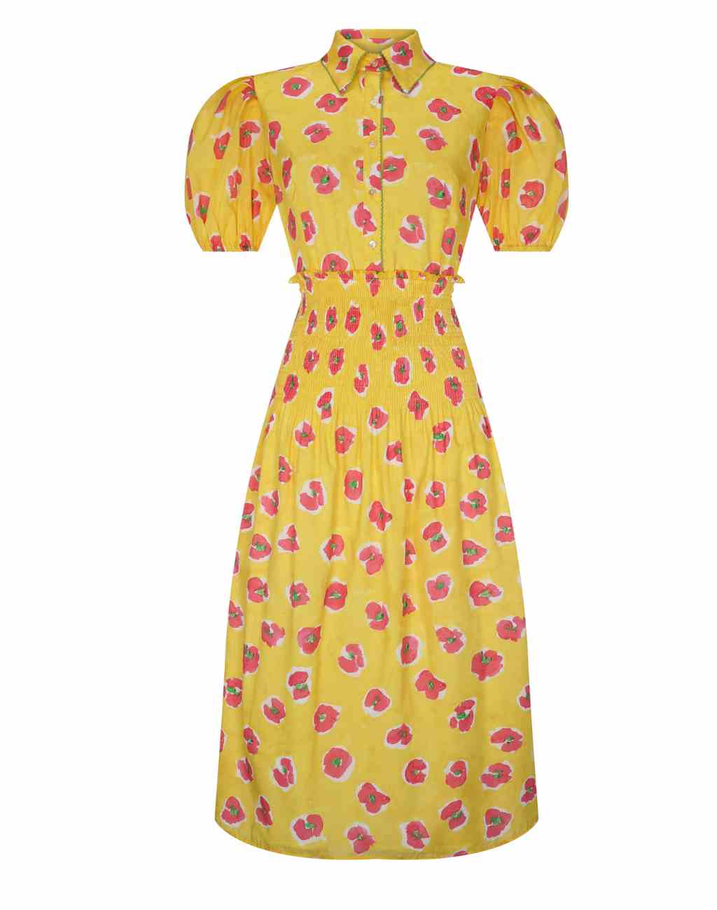 Begonia Print Mote Dress with Puffed Sleeves and Shirred Waist - Visit Nifty De Loreta 
