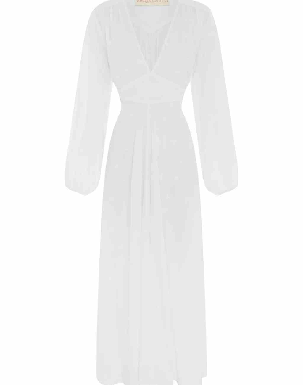 Asri Dreamer White Maxi Dress with Sun and Moon Embroidered Motifs - Visit Nifty Kinga Csilla 