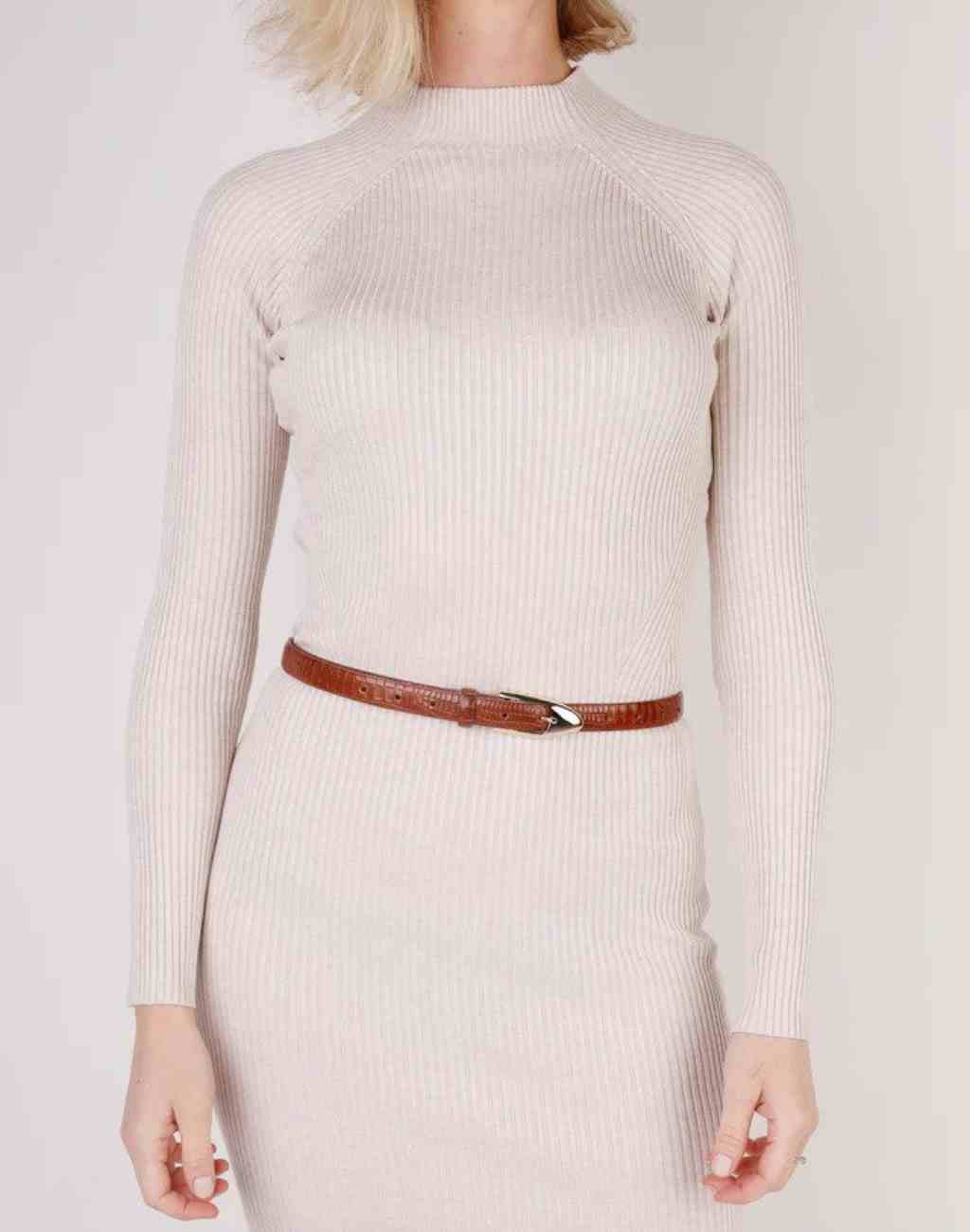 Novinska Croc Effect Leather Belt in Cognac - Visit Nifty Novinska 